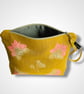 Yellow Lotus Flowers Linen Makeup Bag - Image 4