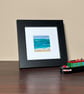 Framed textile needle felted picture, 4"x4", tranquil sea - Image 1