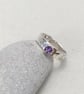5mm Hammered Sterling Silver Amethyst Ring - Image 1
