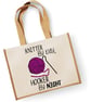 Knitter By Day Hooker By Night Large Shopper Canvas Bag Funny Rude Knitting Joke - Image 5