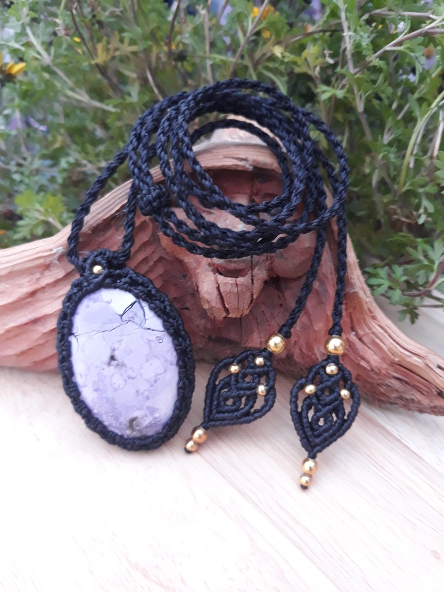 Tiffany Jasper Macrame Pendant 