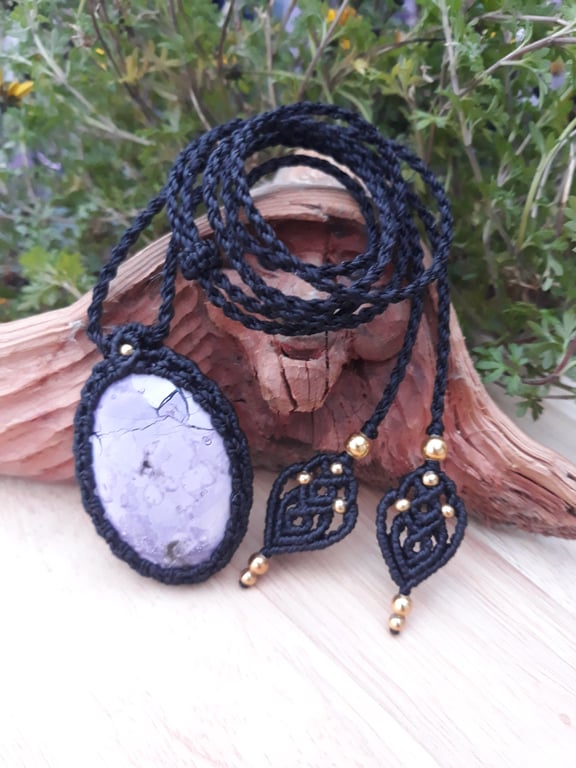 Tiffany Jasper Macrame Pendant 