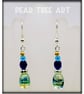 Small glass bead earrings with blue crystal beads  on Silver  plated hooks. - Image 1