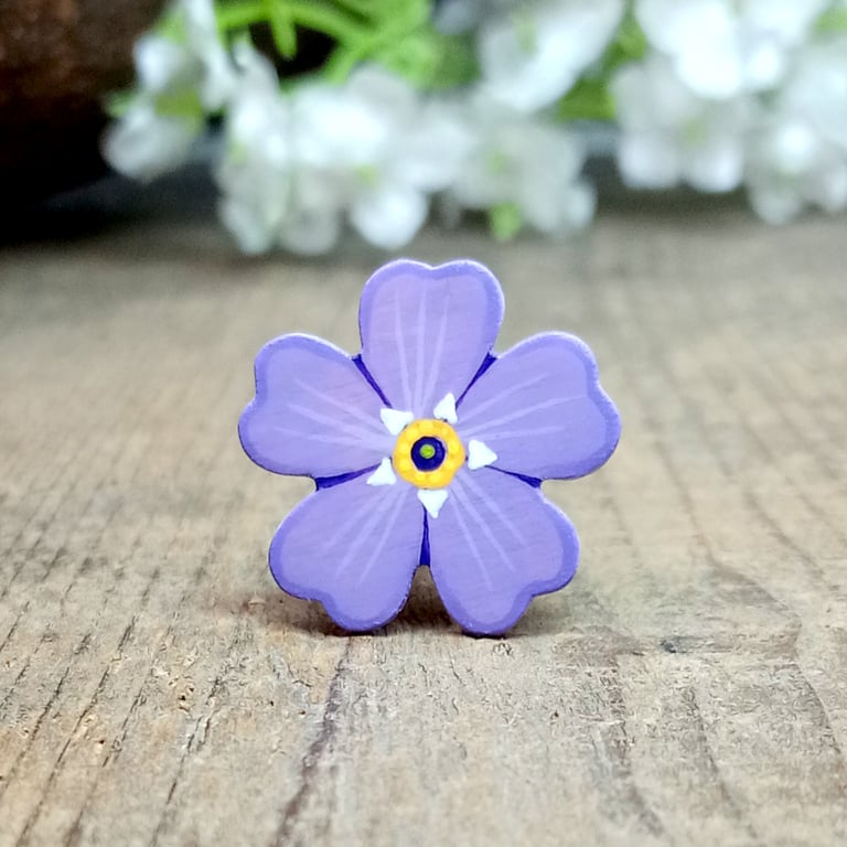 Purple Forget Me Not Pin, Handmade Dementia Gift, In Memory Brooch, Miss You