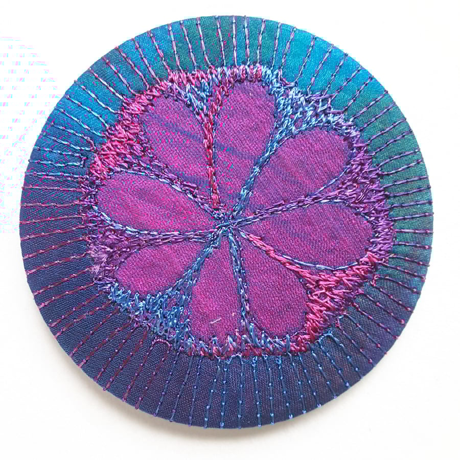 Pocket Mirror 58mm Fabric Pocket Mirror Free Machine Embroidery 