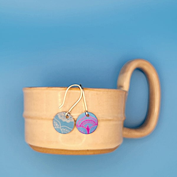 Handmade Aluminium and Silver Reversible Earrings - 028