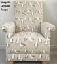 Clarke Seagulls Taupe Fabric Adult Chair Armchair Coastal Beach Seaside Accent - Image 2
