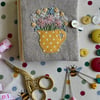 Hand embroidered needle case using Emma Bridgewater 'Polka dot and bee' fabric