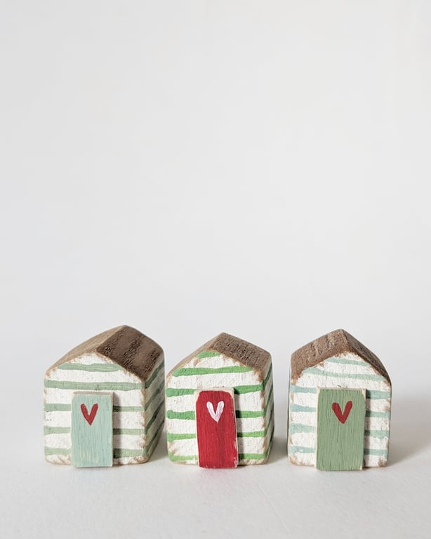 Teeny Hand Painted Wooden Beach Hut