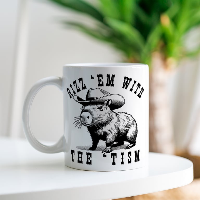 Rizz 'Em With The 'Tism - Capybara : Funny Autism Mug, Gift for Autistic Friend