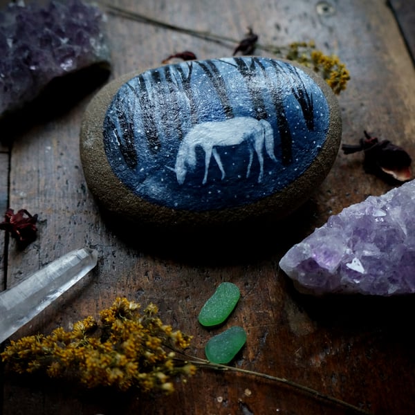 Unicorn Miniature Painting, Stone Painting