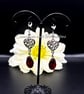 Gothic Celtic Style Heart Earring - Red Heart Earring - Handmade - Drop Earrings