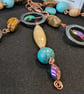 Chalk Turquoise, Tigers Eye & Hematite Non-tarnish Copper Necklace - Image 5