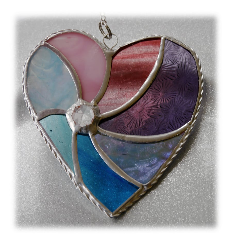 Pastel Swirl Heart Stained Glass Suncatcher 016
