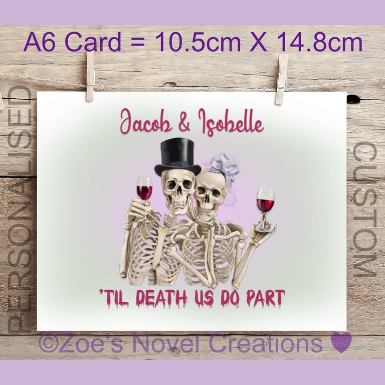 Wedding Couple - Til Death Us Do Part personalised, lA6 10.5cm x 14.8cm