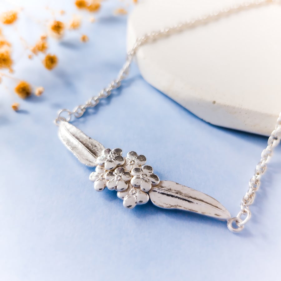 Forget Me Not Necklace, Recycled Silver, Nature Inspired Wildflower Jewellery