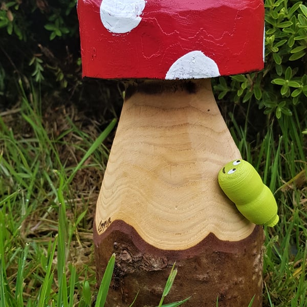 Spotty Toadstool with Caterpillar