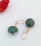 Light Teal Aventurine Murano Glass Earrings: Gold Filled Beads and Earwires