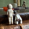 Double Sided Sterling Silver Sapphire Doll Bottom Clip On Pendant Charm