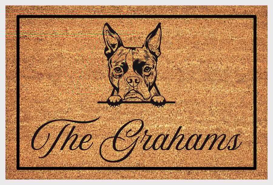 Boston Terrier Door Mat - Personalised Boston Terrier Welcome Mat - 3 Sizes