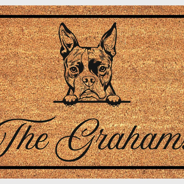 Boston Terrier Door Mat - Personalised Boston Terrier Welcome Mat - 3 Sizes