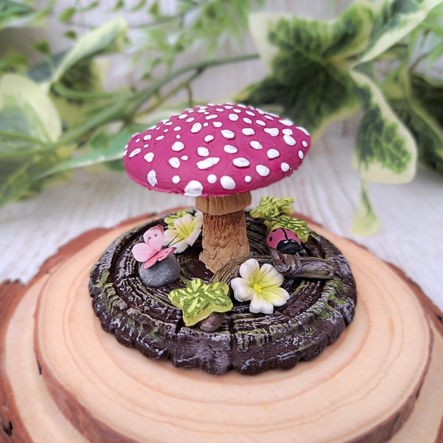 Pink Woodland Mushroom Ornament - Made to Order