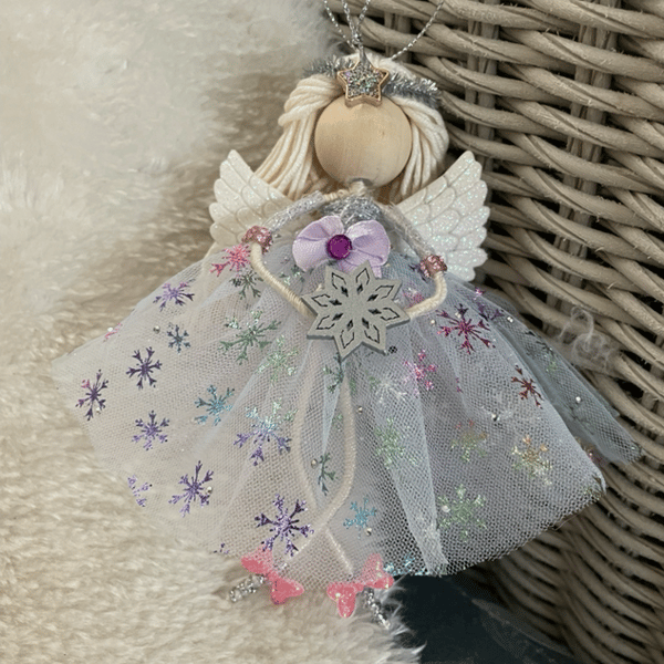 Christmas angel, beautiful handmade hanging angel, xmas tree topper, fairy doll 