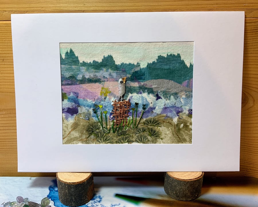 Abstract Landscape Mixed Media Framed Art Card.