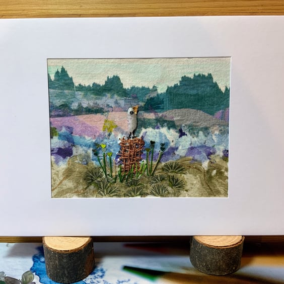 Abstract Landscape Mixed Media Framed Art Card.