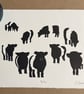 Perfectly Imperfect Belties: Hand-Burnished Lino Cut of Belted Galloway cattle