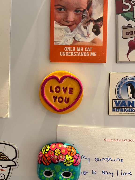 Handmade Love Heart Fridge Magnet - Retro Sweet 'Love You'