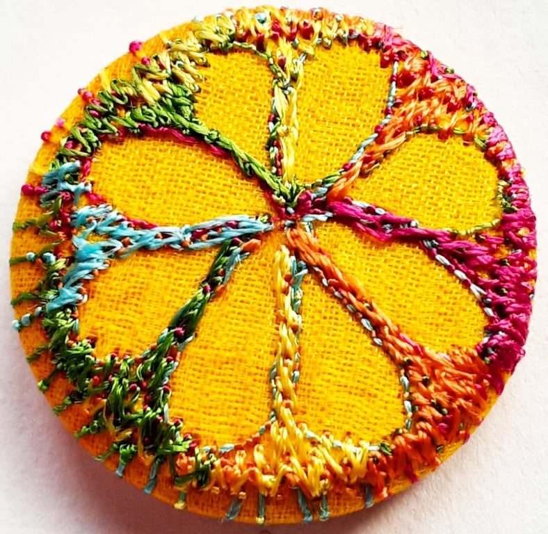 Buttons 1 inch button Hand Dyed Silks and Cottons Free Machine Embroidery Button