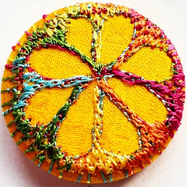 Buttons 1 inch button Hand Dyed Silks and Cottons Free Machine Embroidery Button