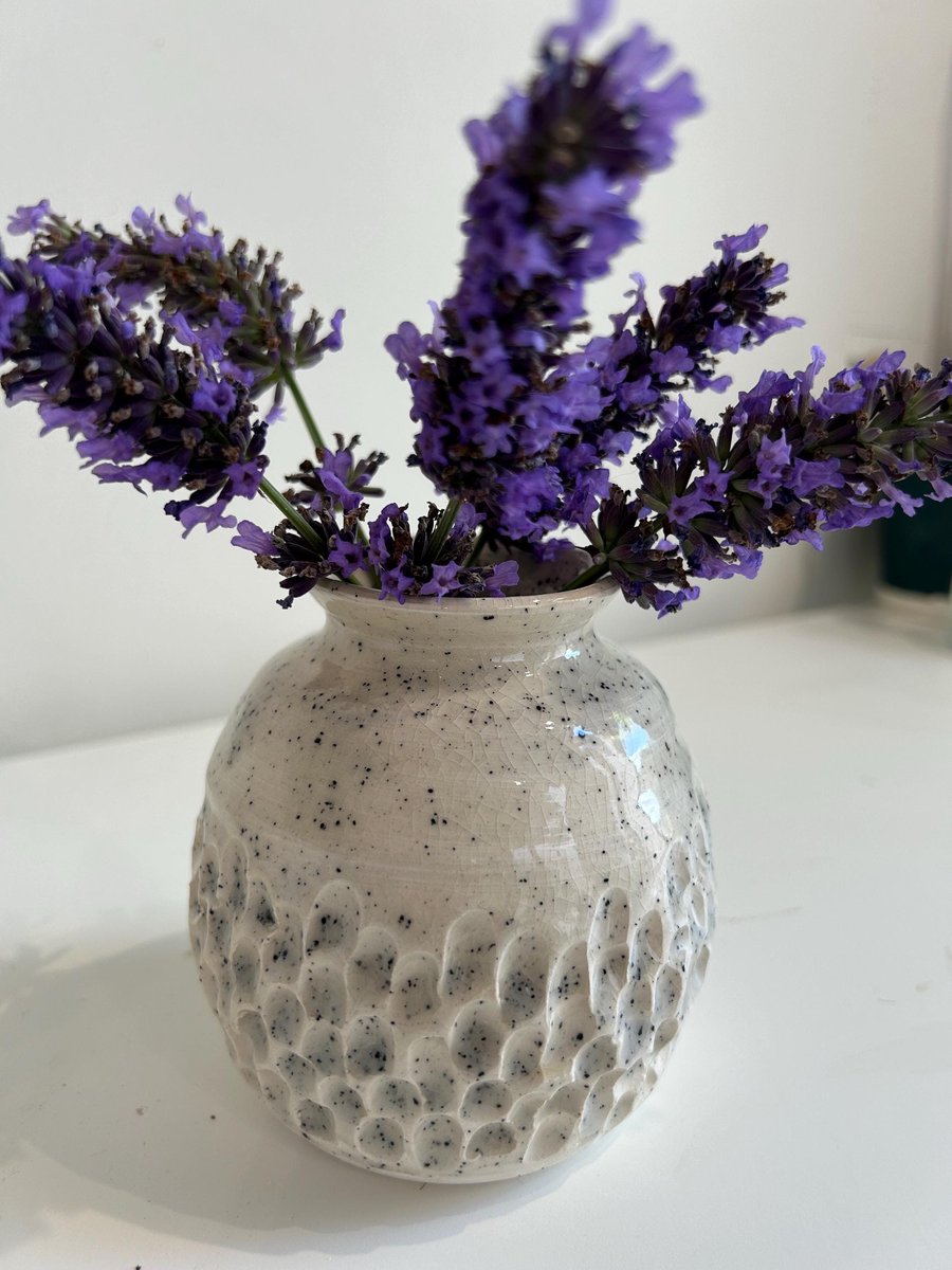Hand thrown textured vase