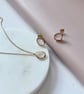 Necklace with natural rose quartz, in 925 gold plated silver