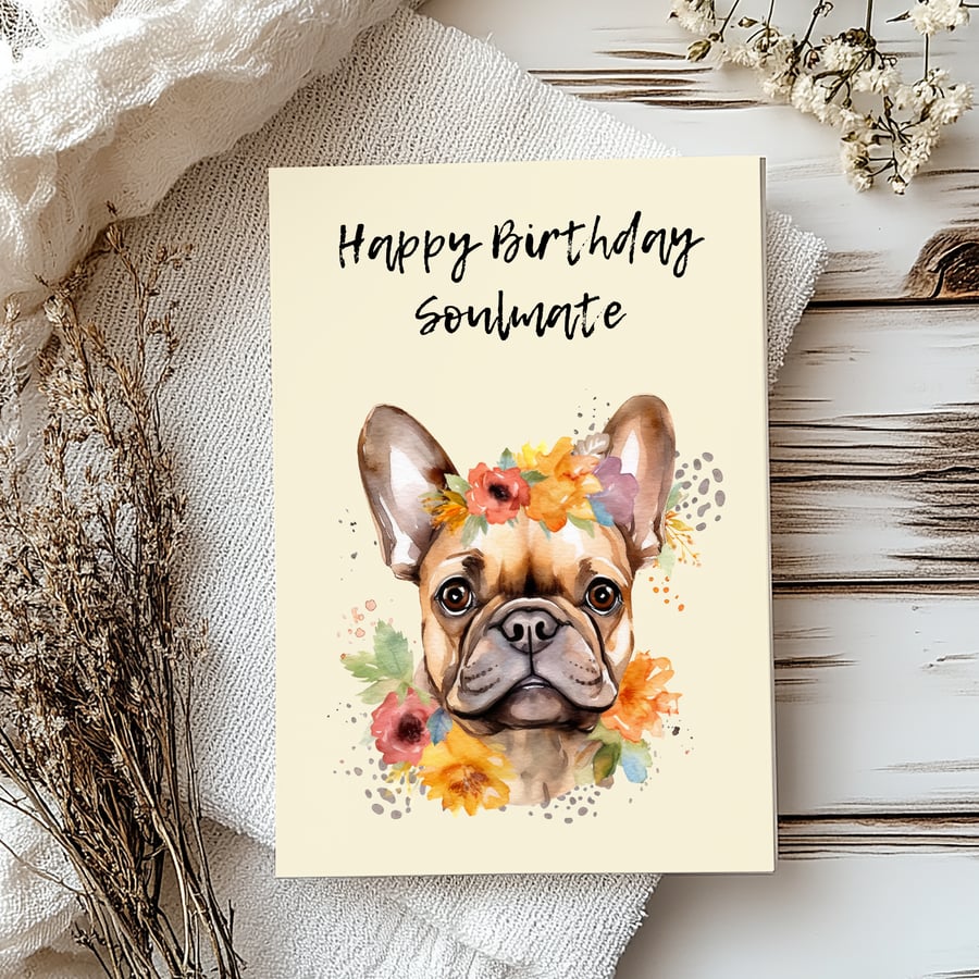 Personalised French Bulldog birthday card for Wife, Mum, Daughter, Grandaughter,