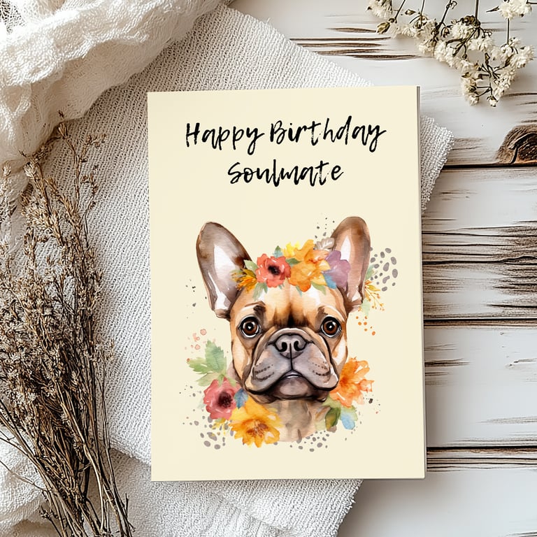 Personalised French Bulldog birthday card for Wife, Mum, Daughter, Grandaughter,