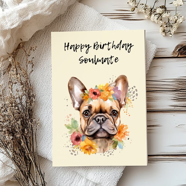 Personalised French Bulldog birthday card for Wife, Mum, Daughter, Grandaughter,