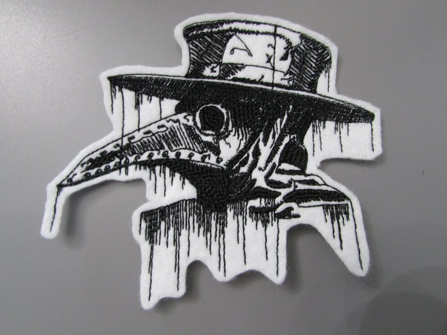 Plague Doctor Embroidered Sew on Applique Patch