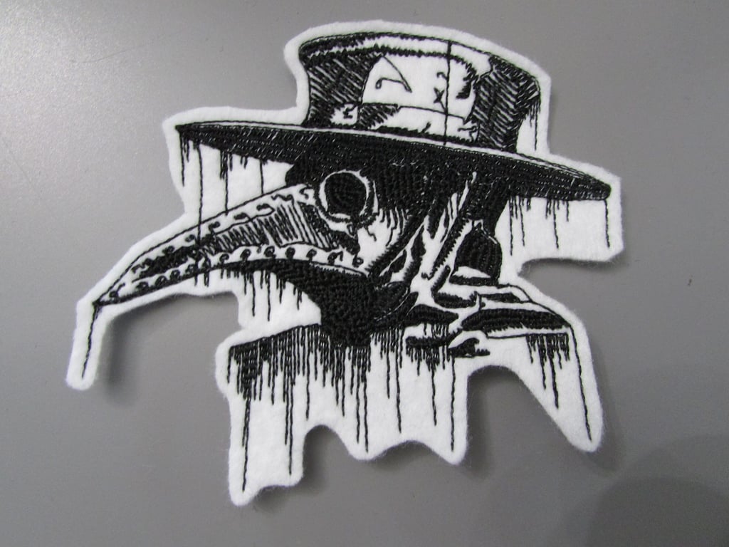 Plague Doctor Embroidered Sew on Applique Patch