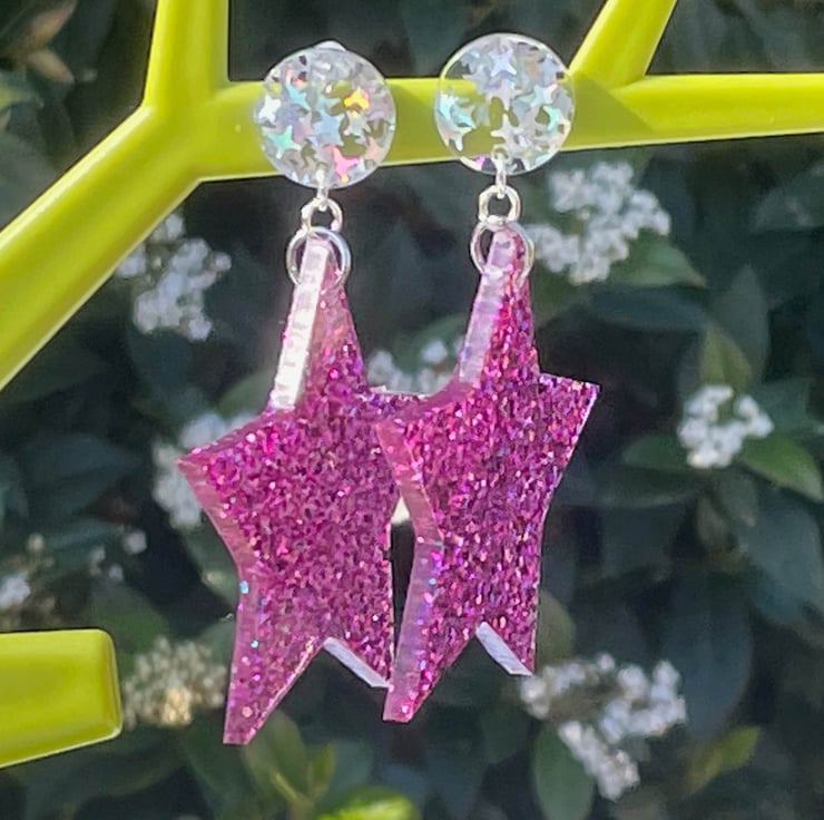 Hot pink star earrings on sale