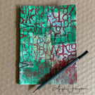 A6 Blank Eco Notebook - Artists Sketchbook Green and Red Hand Embellished 