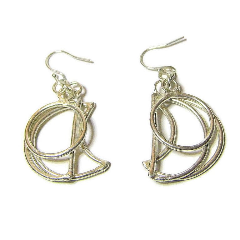 Geometric Sterling Silver Wire Handmade Earrings – Unique, Modern Jewellery