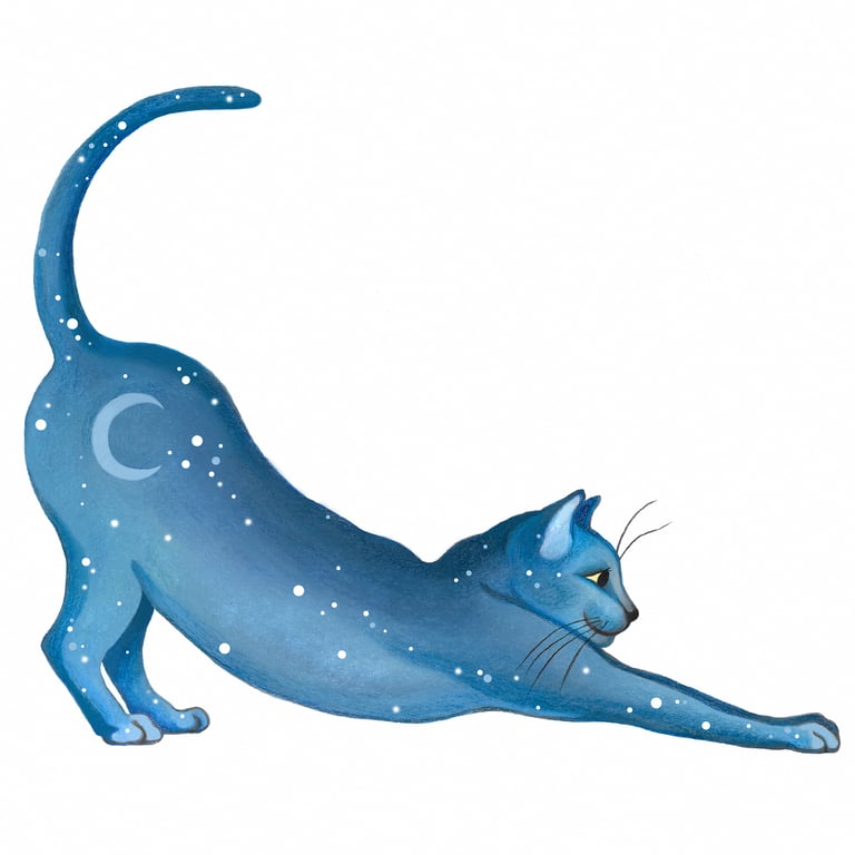 Cat Art Giclee Print - "Lunar Cat Stretching"