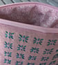 Handmade pink linen purse with sashiko embroidered detail. - Image 4
