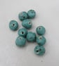 10 Small Eggshell Blue Glazed Clay Beads - Image 2