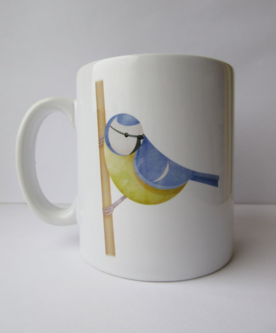 'Blue tit perched' mug