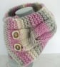 Cable Knit Neck Warmer in Misty Pink, Handmade Scarf, 100% Pure Wool Scarf