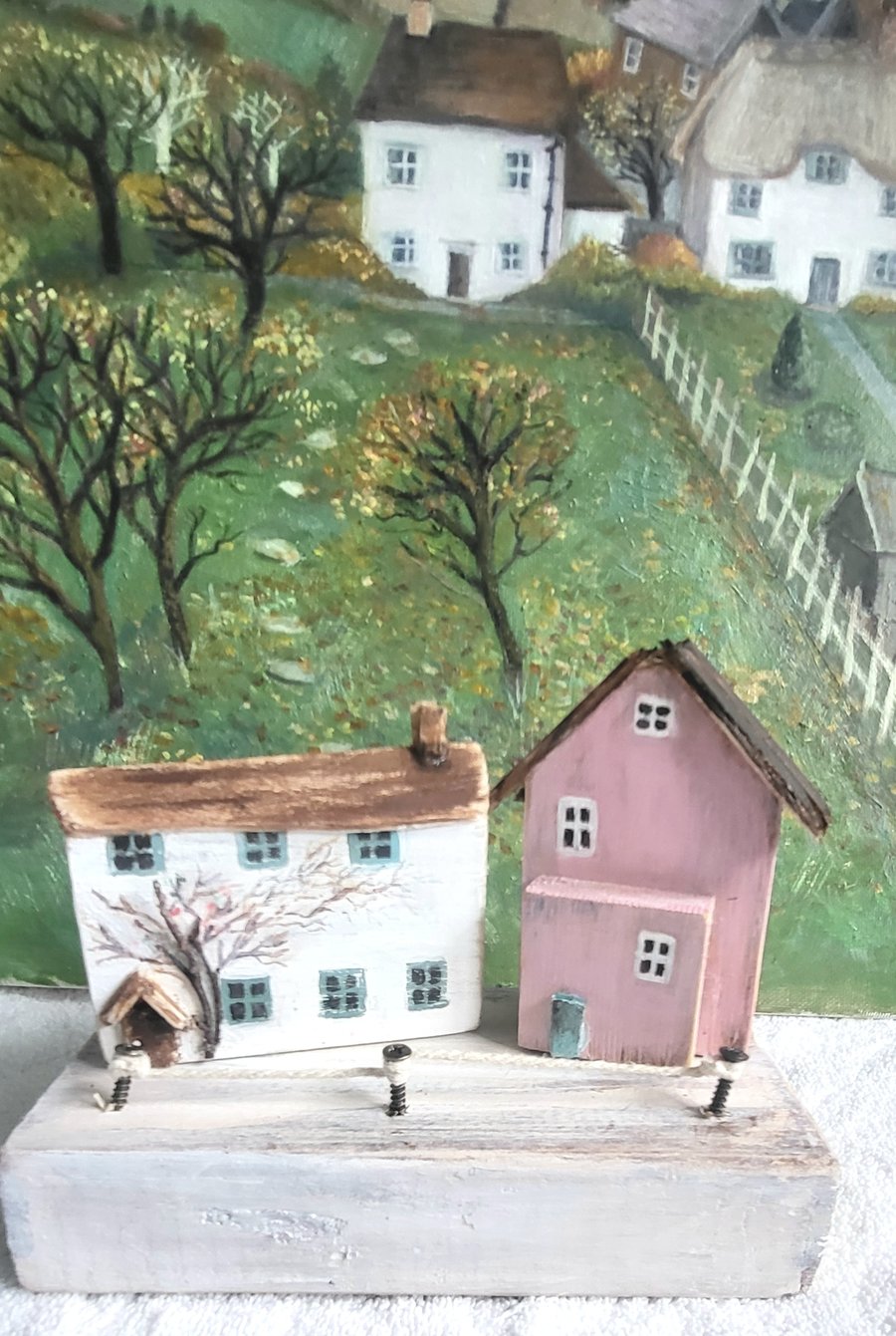 Miniature Wooden Longhouse and Fisherman's Cottage - Shelf Ornament 