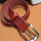 Genuine bright Red leather jeans belt (1.5") small